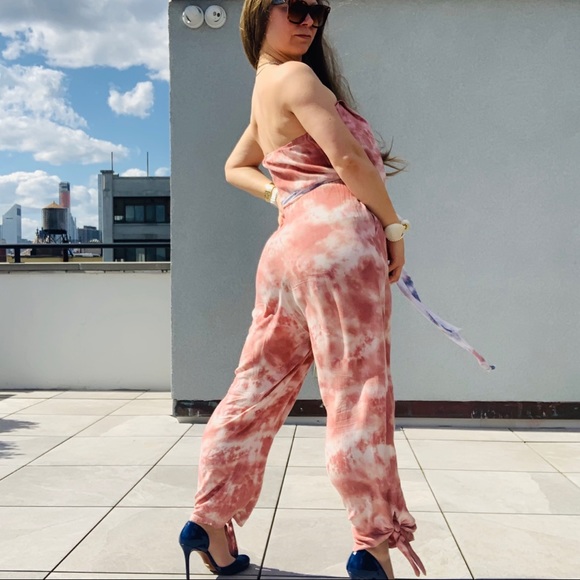 Free People Marble Abstract Cloud Camo Tie Dye Strapless Jumpsuit - Picture 11 of 16